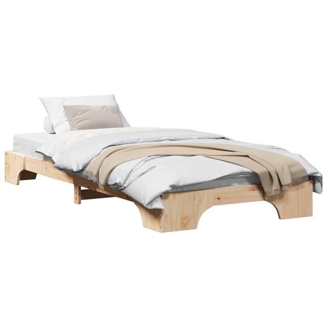 Berkfield Home Modern Bed Frame Natural Pine Wood 100 x 200 cm Durable Bed Frame in Beige - image 1