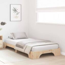 Berkfield Home Modern Bed Frame Natural Pine Wood 100 x 200 cm Durable Bed Frame in Beige - thumbnail 4