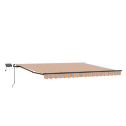 Berkfield Home Manual Retractable Awning with LED Multicolour Stripe 450x300 cm in Orange - thumbnail 4