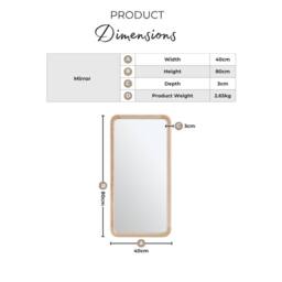 FurnitureboxUK Rowena Oak Wood Small 80x40cm Rectangle Wall Mirror in Light Brown - Size: 80x40 cm - thumbnail 8