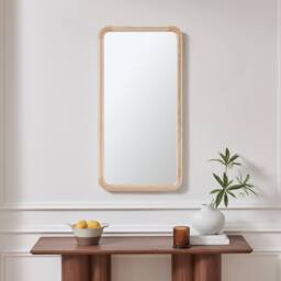FurnitureboxUK Rowena Oak Wood Small 80x40cm Rectangle Wall Mirror in Light Brown - Size: 80x40 cm - thumbnail 2