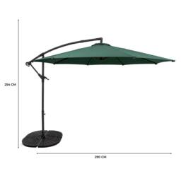Monstershop Cantilever Parasol 3m With Full Fan Base - Green - thumbnail 5