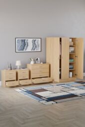 Home Discount Vida Designs 4Pc Bedroom Set 2x3Drawer Bedside, 4Drawer, 3 Dr Wardrobe in Brown - thumbnail 2