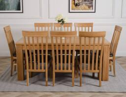 Thats Furniture Dakot 182 x 92cm Oak Large Dining Table & 8 Harvard Chairs in Brown - Size: 182 x 92 cm - thumbnail 2