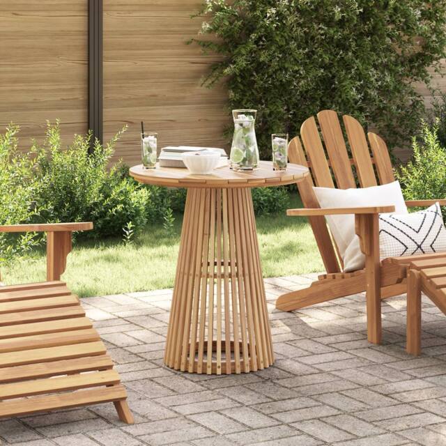 Berkfield Home Garden Dining Table √ò70x75 cm Solid Wood Teak in Brown - Size: 70x75 cm - image 1
