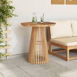 Berkfield Home Garden Dining Table √ò70x75 cm Solid Wood Teak in Brown - Size: 70x75 cm - thumbnail 4