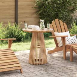 Berkfield Home Garden Dining Table √ò70x75 cm Solid Wood Teak in Brown - Size: 70x75 cm - thumbnail 1