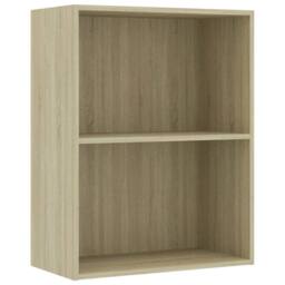 Berkfield Home 2-Tier Book Cabinet Sonoma Oak 60x30x76.5 cm Engineered Wood in Brown - thumbnail 2