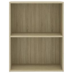 Berkfield Home 2-Tier Book Cabinet Sonoma Oak 60x30x76.5 cm Engineered Wood in Brown - thumbnail 4
