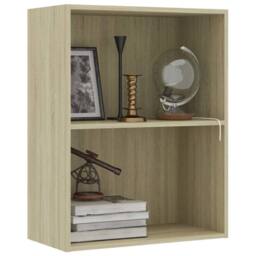 Berkfield Home 2-Tier Book Cabinet Sonoma Oak 60x30x76.5 cm Engineered Wood in Brown - thumbnail 3