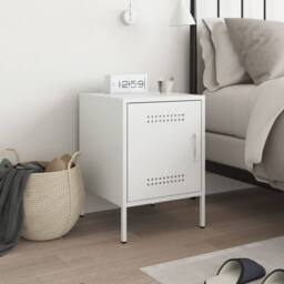 Berkfield Home Bedside Cabinet White 36x39x50.5 cm Steel - thumbnail 3