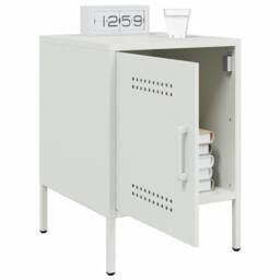 Berkfield Home Bedside Cabinet White 36x39x50.5 cm Steel - thumbnail 5