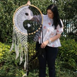 KDMD Bali Dream Catchers - Extra Large Ying Yang D: 50cm in White - thumbnail 4