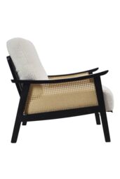 H&O Direct Mid Century Rattan Armchair in White - thumbnail 3