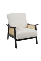 H&O Direct Mid Century Rattan Armchair in White - thumbnail 2