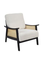 H&O Direct Mid Century Rattan Armchair in White