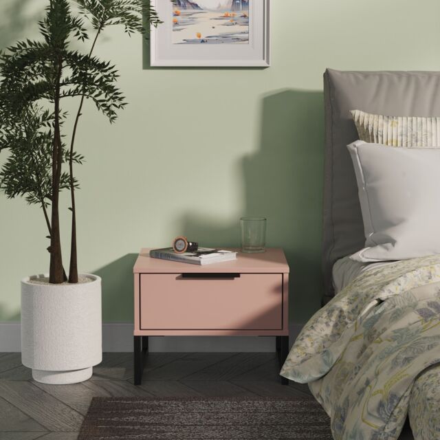 Ready Assembled 2 U Fuji 1 Drawer Bedside (Ready Assembled) in Dusty Pink - image 1