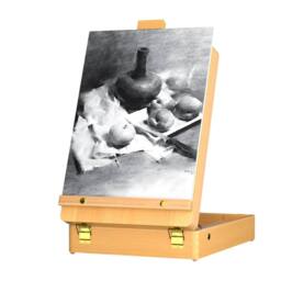 Nordara Adjustable Wooden Table Top Artist Easel with Storage in Natural - thumbnail 4