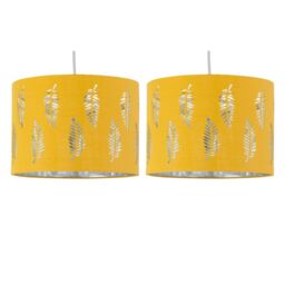 First Choice Lighting Set of 2 Fern - Ochre Cut Out 25cm Pendant Lightshades in Yellow