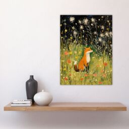 Artery8 Fox In Wildflower Meadow Acrylic Painting Spring Evening Among Flowers Large Wall Unframed Art Poster Print Thick Paper 18X24 Inch - thumbnail 4