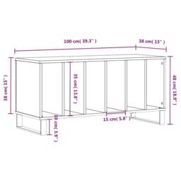 Berkfield Home Record Cabinet Smoked Oak 100x38x48 cm Engineered Wood in Brown - Size: 100 x 38 x 48 cm - thumbnail 9