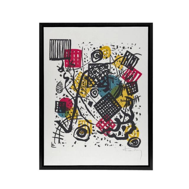 "Artery8 Small Worlds V Abstract Painting Kandinsky Framed Canvas Wall Art in White - Size: W12"" x H16""" - image 1