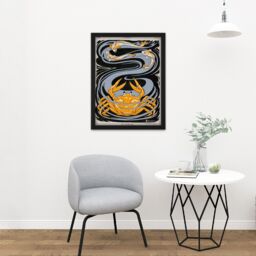 "Artery8 Wall Art Print Magazine Cover Jugend Crab Fish Large Framed Wall Décor Art in White - Size: W18"" x H24""" - thumbnail 2