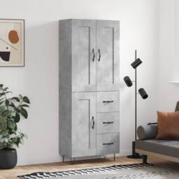 Berkfield Home Highboard Concrete Grey 69.5x34x180 cm Engineered Wood - thumbnail 2