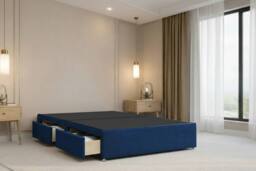 "Nexus Mattresses Ltd Kyoto Plush Divan Bed Base 4 Drawers - 26"" Headboard in Blue - Size: Small Double" - thumbnail 4