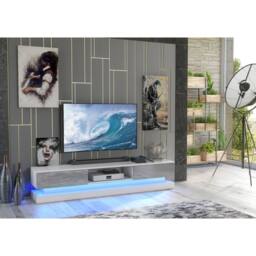 Mex Furniture LTD TV Unit Bloom 180cm - White & Grey Gloss Doors & LED Lights - thumbnail 5
