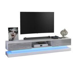 Mex Furniture LTD TV Unit Bloom 180cm - White & Grey Gloss Doors & LED Lights - thumbnail 3
