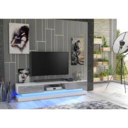 Mex Furniture LTD TV Unit Bloom 180cm - White & Grey Gloss Doors & LED Lights - thumbnail 2