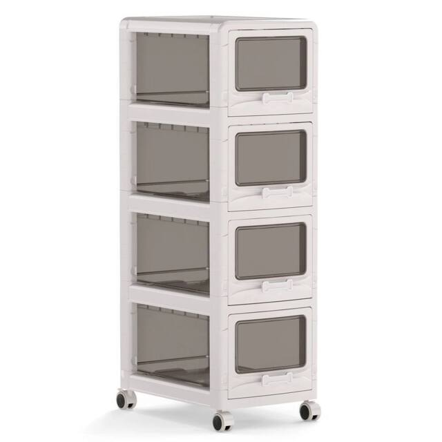 Havendro 4 Tier Rolling Plastic Drawer Storage Utility Cart in White - image 1