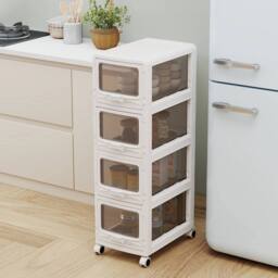 Havendro 4 Tier Rolling Plastic Drawer Storage Utility Cart in White - thumbnail 3