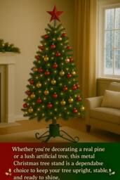 Almineez Heavy-Duty Metal Christmas Tree Stand for Artificial & Real Trees in Green - thumbnail 6
