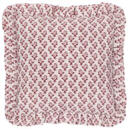 Furn Lulah Block Printed Ruffle Cushion in Red - Size: 45 cm x 45 cm - thumbnail 2
