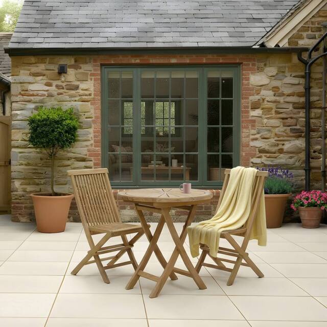 Charles Bentley Teak Folding Bistro Table - Sundial Top in Natural - image 1