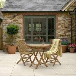 Charles Bentley Teak Folding Bistro Table - Sundial Top in Natural - thumbnail 1