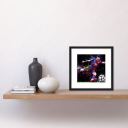 Artery8 Football Soccer Action Shot Penalty Kick Goal Abstract Sport Painting Square Wooden Framed Wall Art Print Picture 8X8 Inch in Black - thumbnail 2