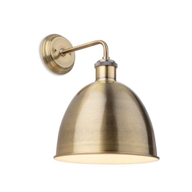 Netlighting Genoa Industrial Dome Wall Light Antique Brass in Gold