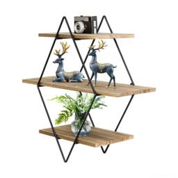 SPETLEK 3 Tiers Diamond Floating Shelf Wall in Light Oak - Size: 0.6m2 - thumbnail 5