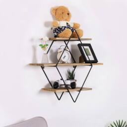 SPETLEK 3 Tiers Diamond Floating Shelf Wall in Light Oak - Size: 0.6m2 - thumbnail 2
