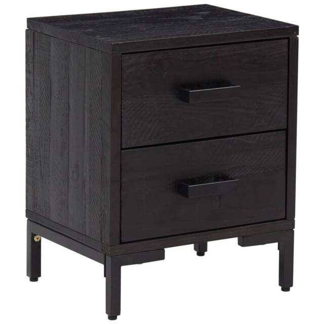 Berkfield Home Bedside Cabinet Black 36x30x45 cm Solid Pinewood - Size: 36 x 30 x 45 cm - image 1