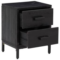 Berkfield Home Bedside Cabinet Black 36x30x45 cm Solid Pinewood - Size: 36 x 30 x 45 cm - thumbnail 4