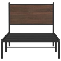 Berkfield Home Metal Bed Frame without Mattress Brown Oak 75x190 cm Small Single - thumbnail 5