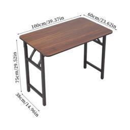 KORVIXA Walnut Folding Laptop Table Foldable Computer Desk - Size: 100 cm - thumbnail 2
