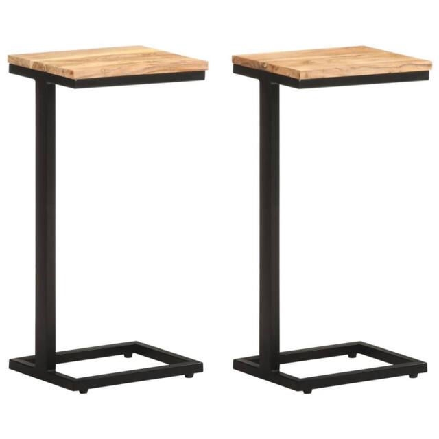 Berkfield Home Side Tables 2 pcs 31.5x24.5x64.5 Solid Acacia Wood in Brown - image 1