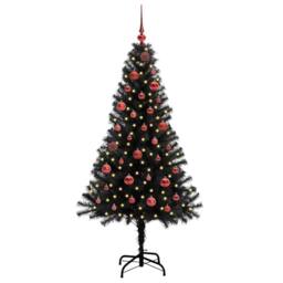 Berkfield Home Lush Christmas Tree with 150 LEDs with Stand Black 150 cm PVC