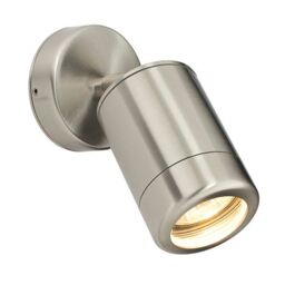 Netlighting Atlantis Outdoor Coastal Spot Wall IP65 7W Marine Grade Brushed Stainless Steel & Clear Glass in Grey