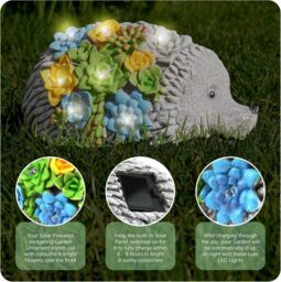 ILFD Group Ltd Solar Hedgehog Garden Ornament in Grey - Size: 3 Pack - thumbnail 4